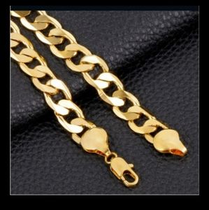 14 karat 24 inches solid gold-plated chain 7mm width   women's or men's